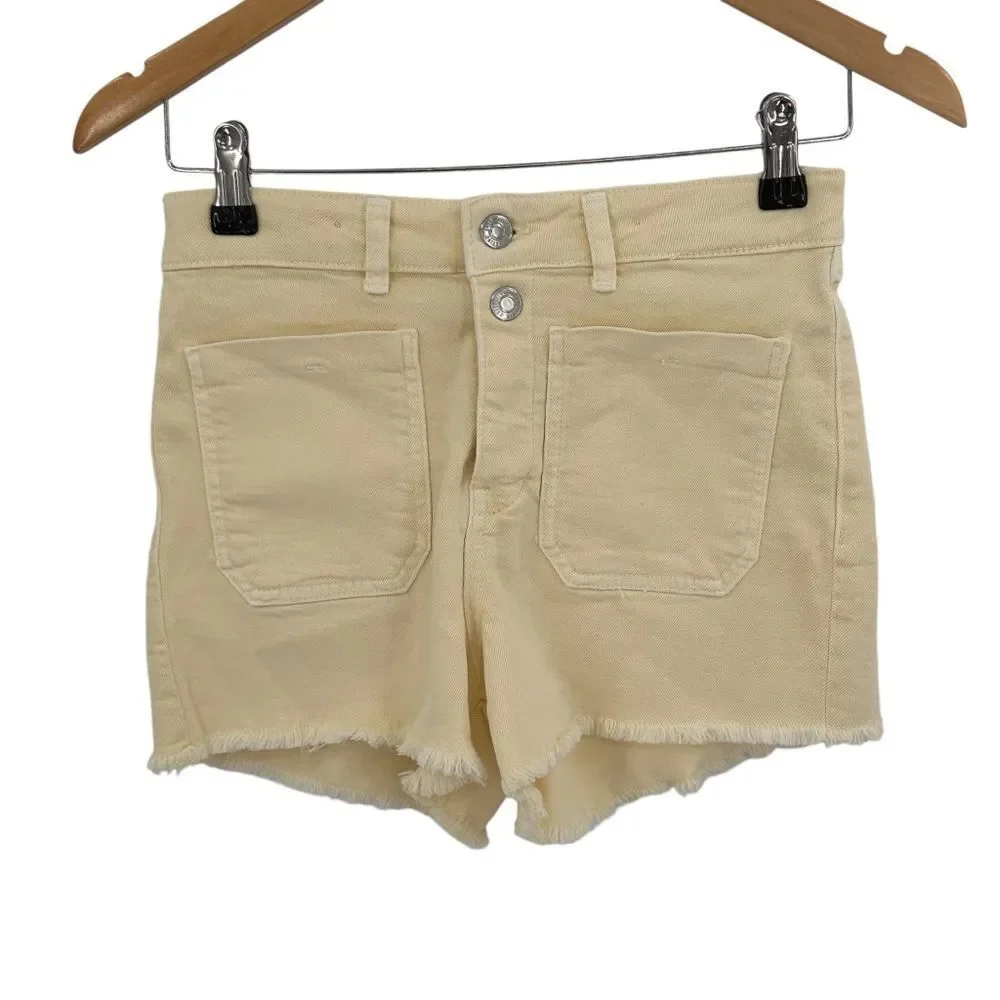 Zara girls cream/light yellow cargo shorts girls size 13-14